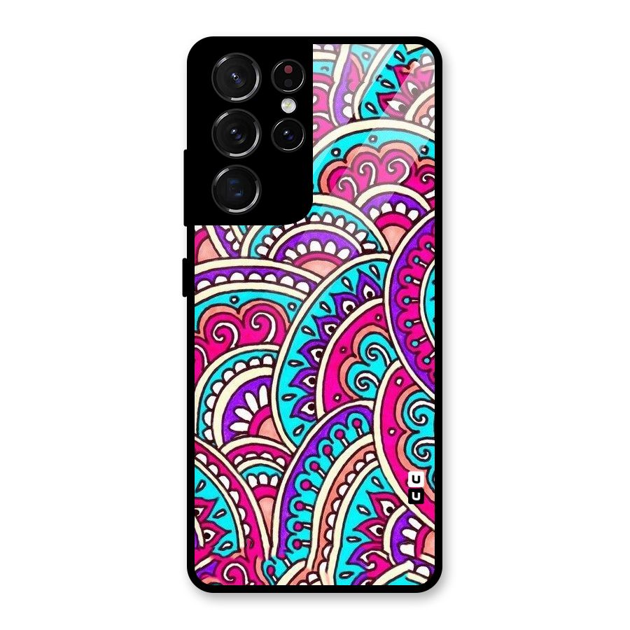 Abstract Rangoli Design Glass Back Case for Galaxy S21 Ultra 5G