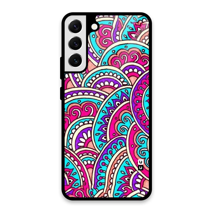 Abstract Rangoli Design Glass Back Case for Galaxy S22 Plus 5G