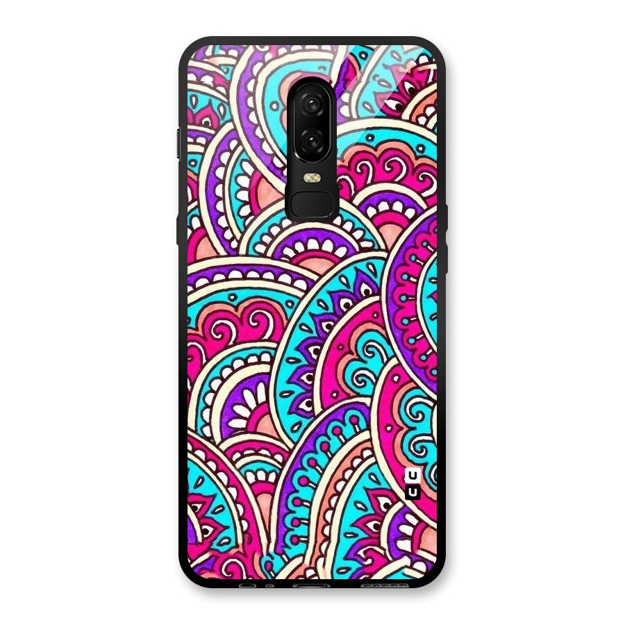 Abstract Rangoli Design Glass Back Case for OnePlus 6