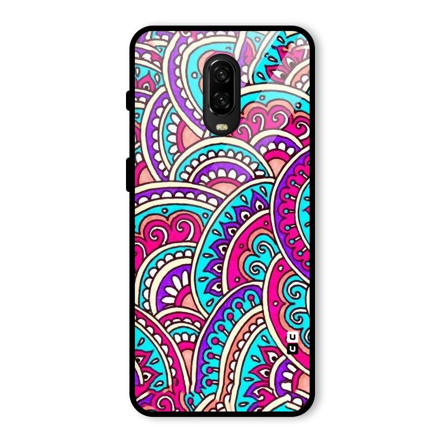 Abstract Rangoli Design Glass Back Case for OnePlus 6T