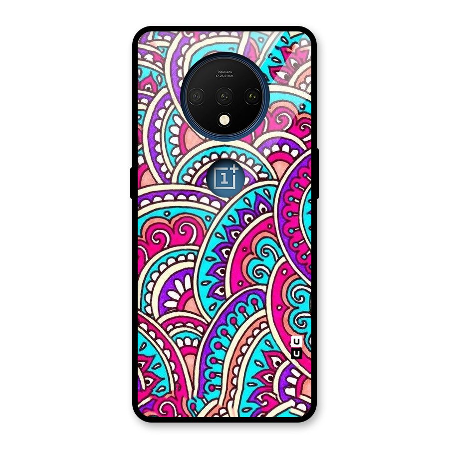 Abstract Rangoli Design Glass Back Case for OnePlus 7T