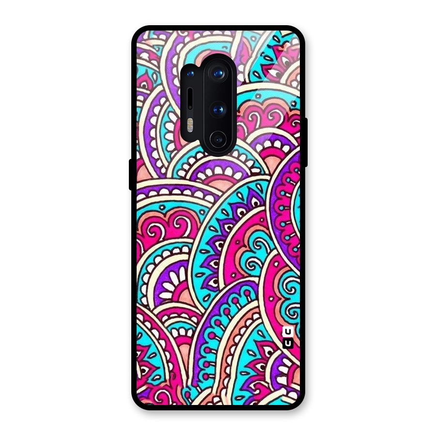 Abstract Rangoli Design Glass Back Case for OnePlus 8 Pro