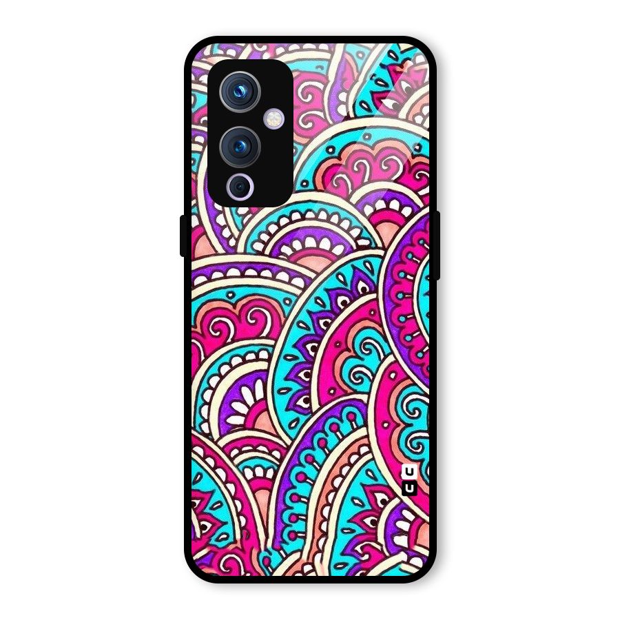 Abstract Rangoli Design Glass Back Case for OnePlus 9
