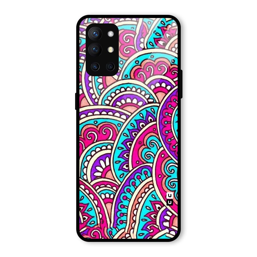 Abstract Rangoli Design Glass Back Case for OnePlus 9R