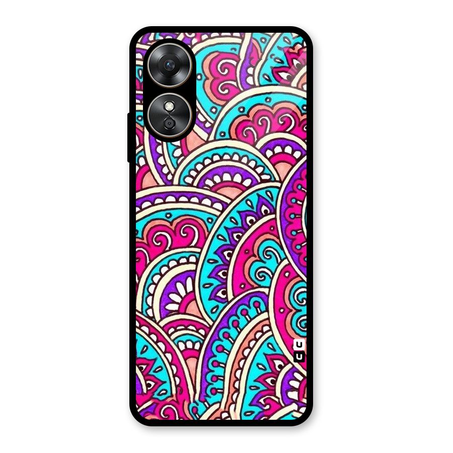 Abstract Rangoli Design Glass Back Case for Oppo A17