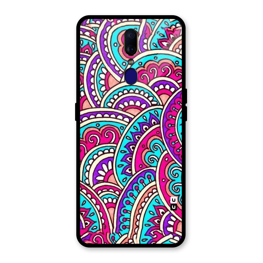 Abstract Rangoli Design Glass Back Case for Oppo F11