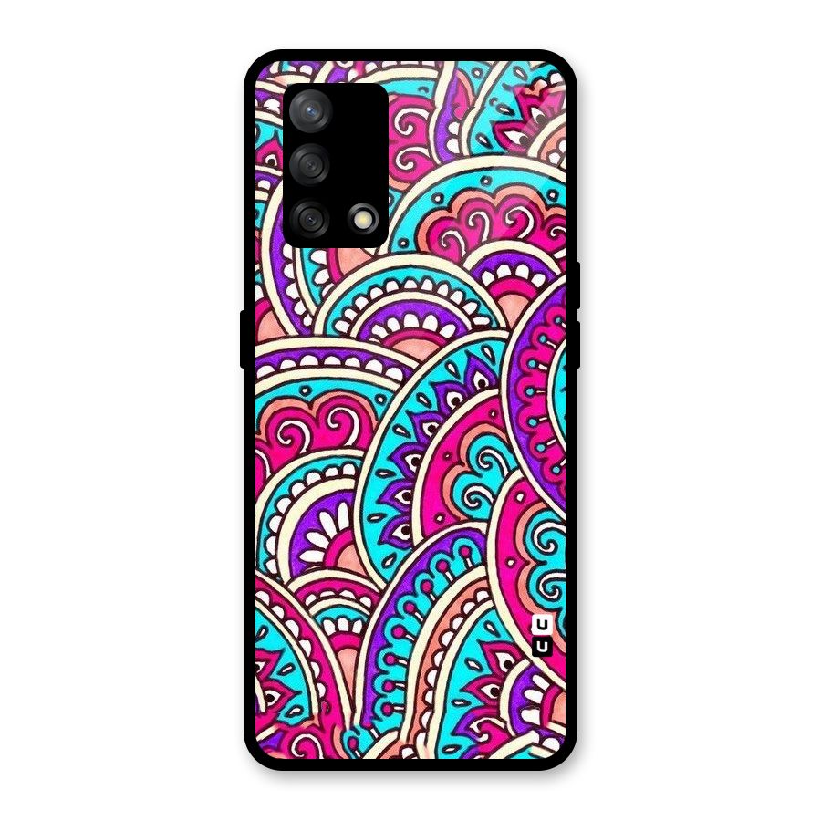 Abstract Rangoli Design Glass Back Case for Oppo F19