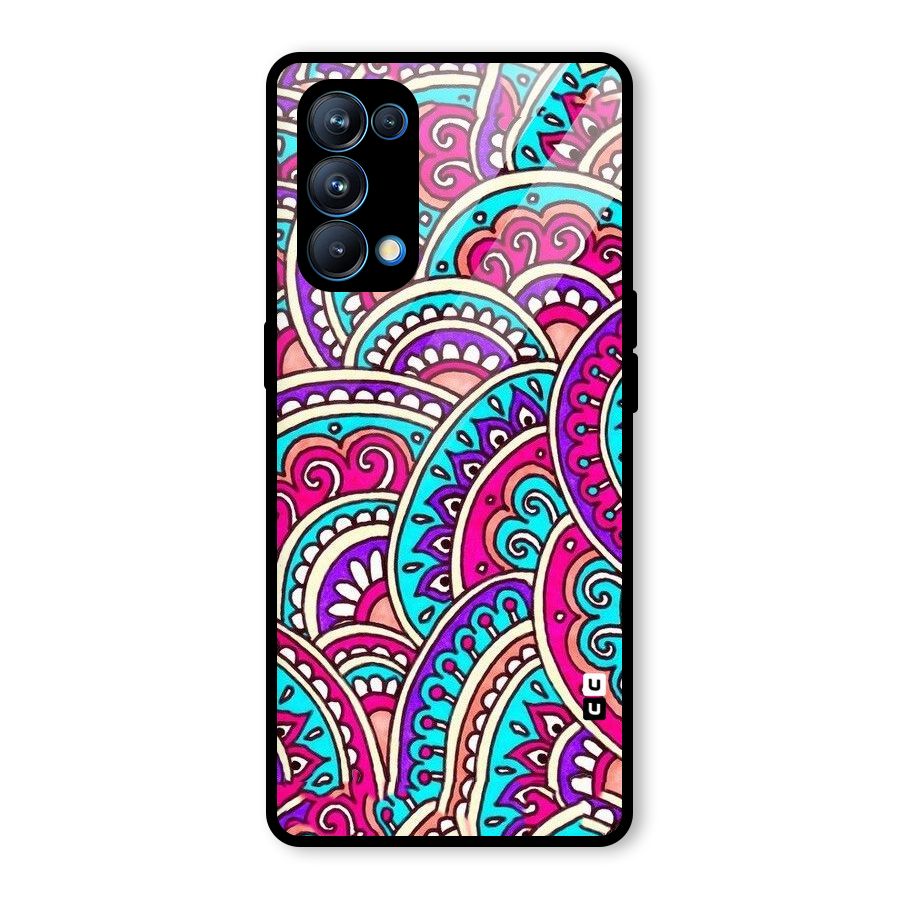 Abstract Rangoli Design Glass Back Case for Oppo Reno5 Pro 5G