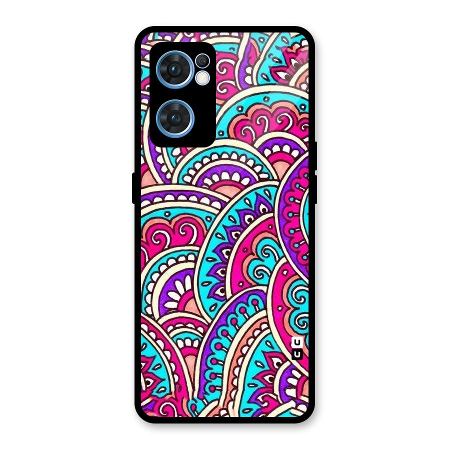 Abstract Rangoli Design Glass Back Case for Oppo Reno7 5G
