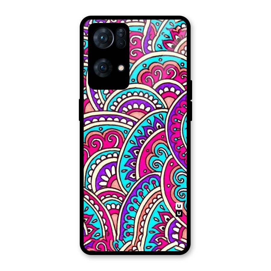 Abstract Rangoli Design Glass Back Case for Oppo Reno7 Pro 5G
