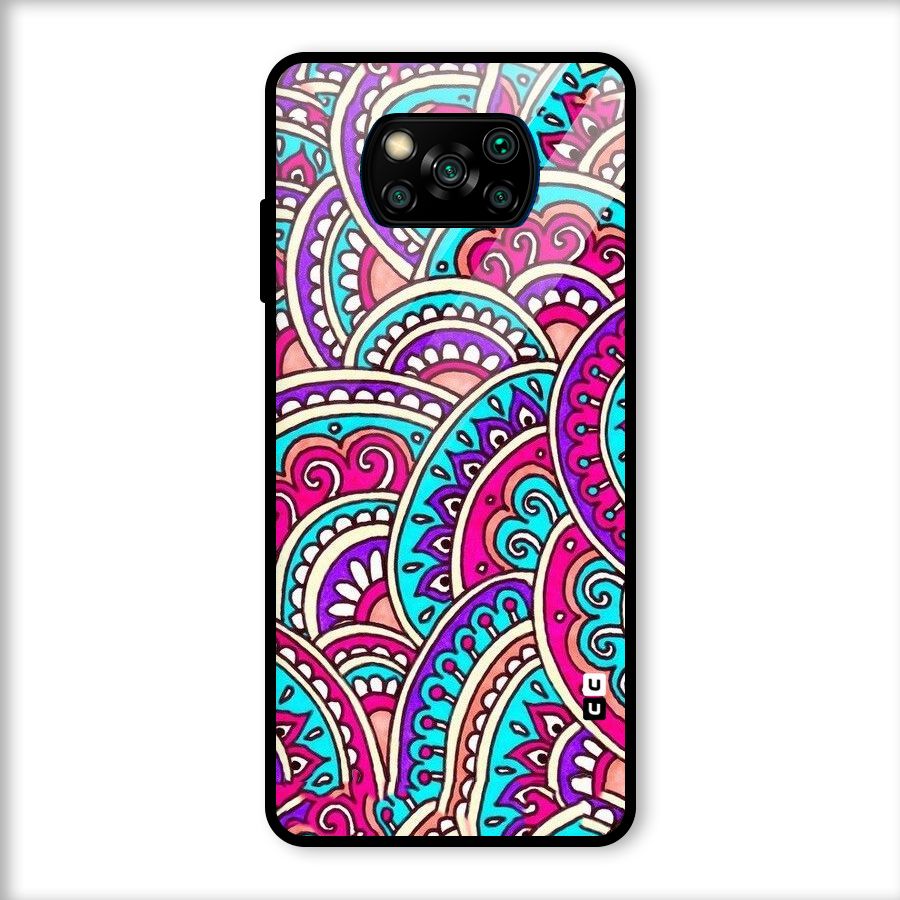 Abstract Rangoli Design Glass Back Case for Poco X3