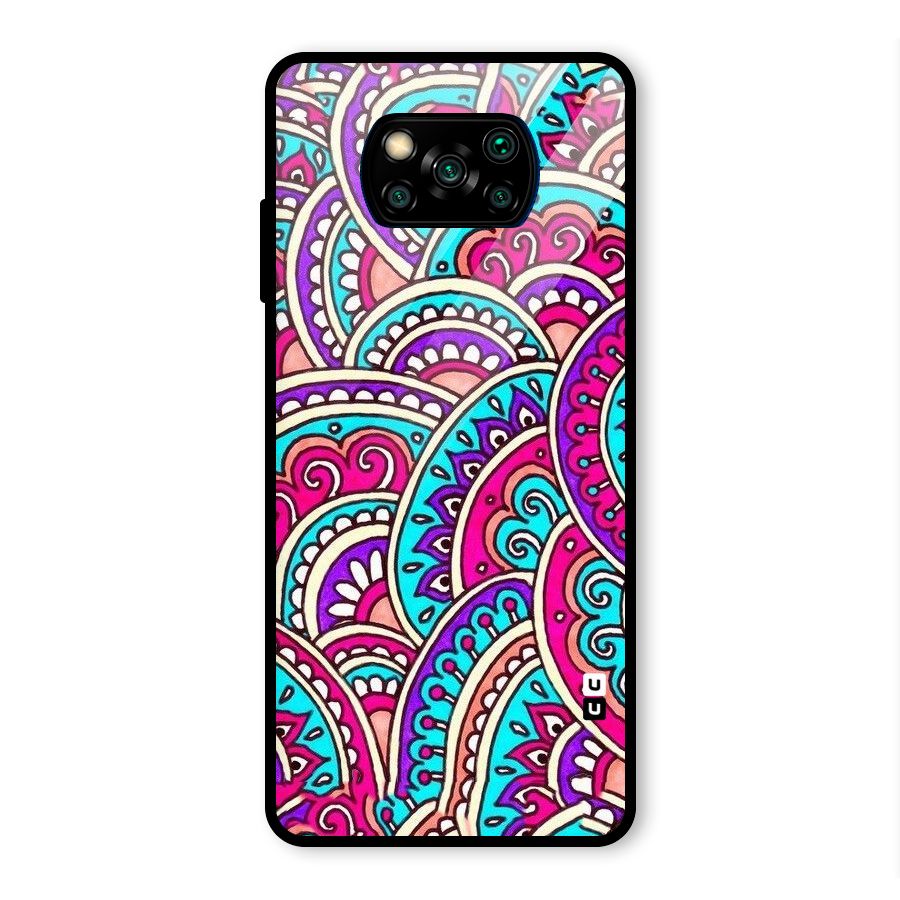 Abstract Rangoli Design Glass Back Case for Poco X3 Pro