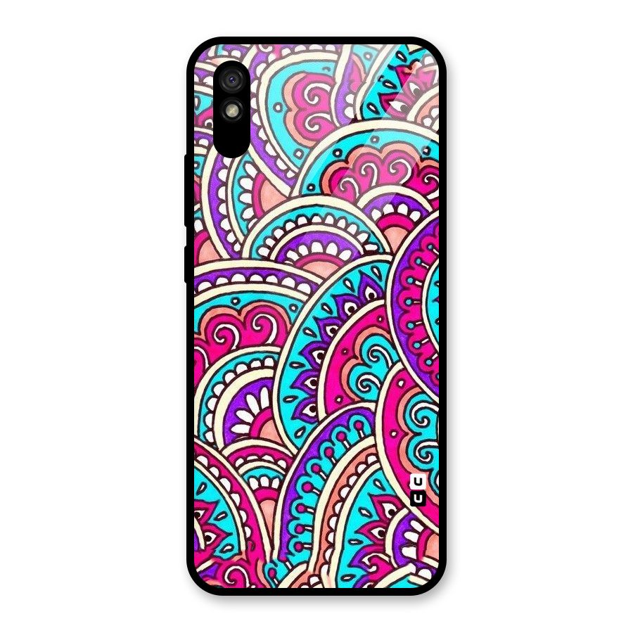 Abstract Rangoli Design Glass Back Case for Redmi 9A