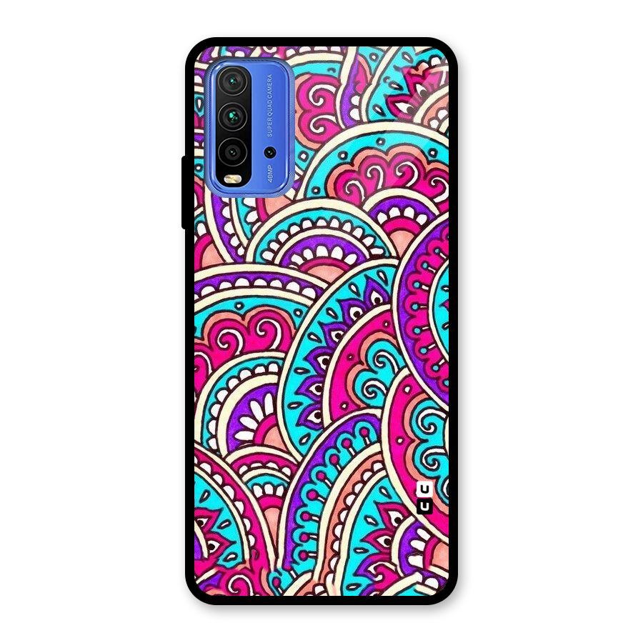 Abstract Rangoli Design Glass Back Case for Redmi 9 Power