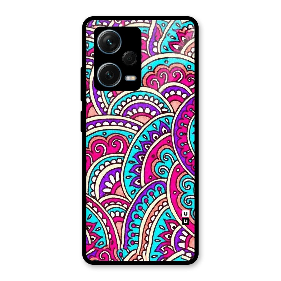 Abstract Rangoli Design Glass Back Case for Redmi Note 12 Pro Plus 5G