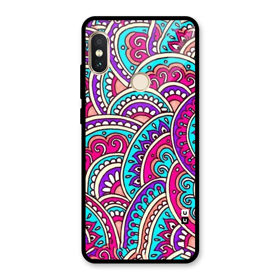 Abstract Rangoli Design Glass Back Case for Redmi Note 5 Pro
