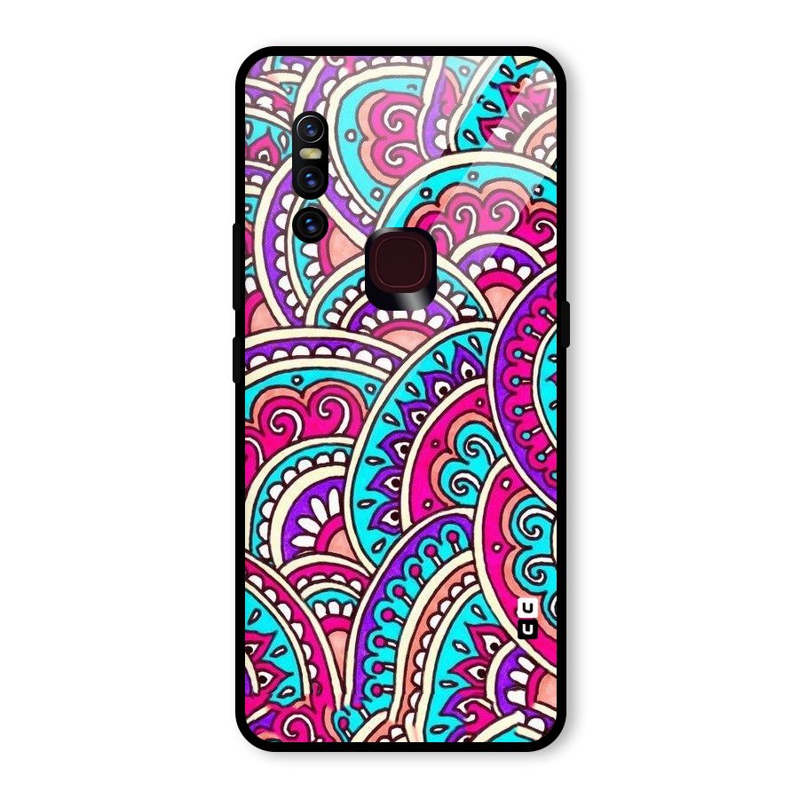Abstract Rangoli Design Glass Back Case for Vivo V15
