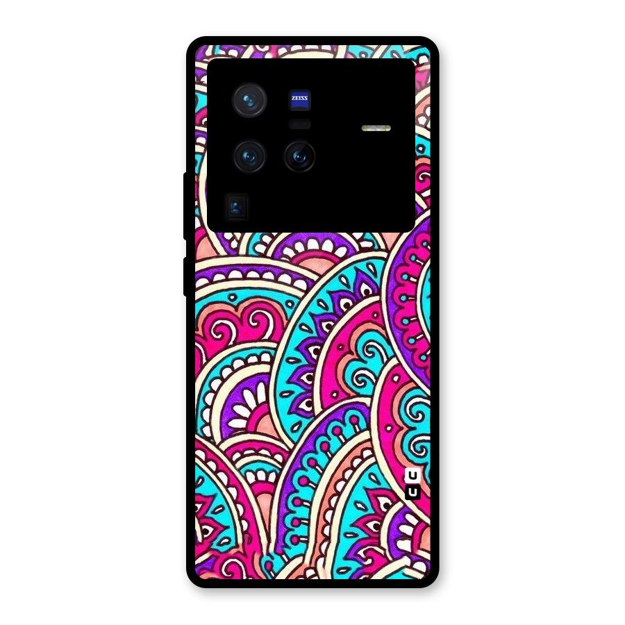Abstract Rangoli Design Glass Back Case for Vivo X80 Pro
