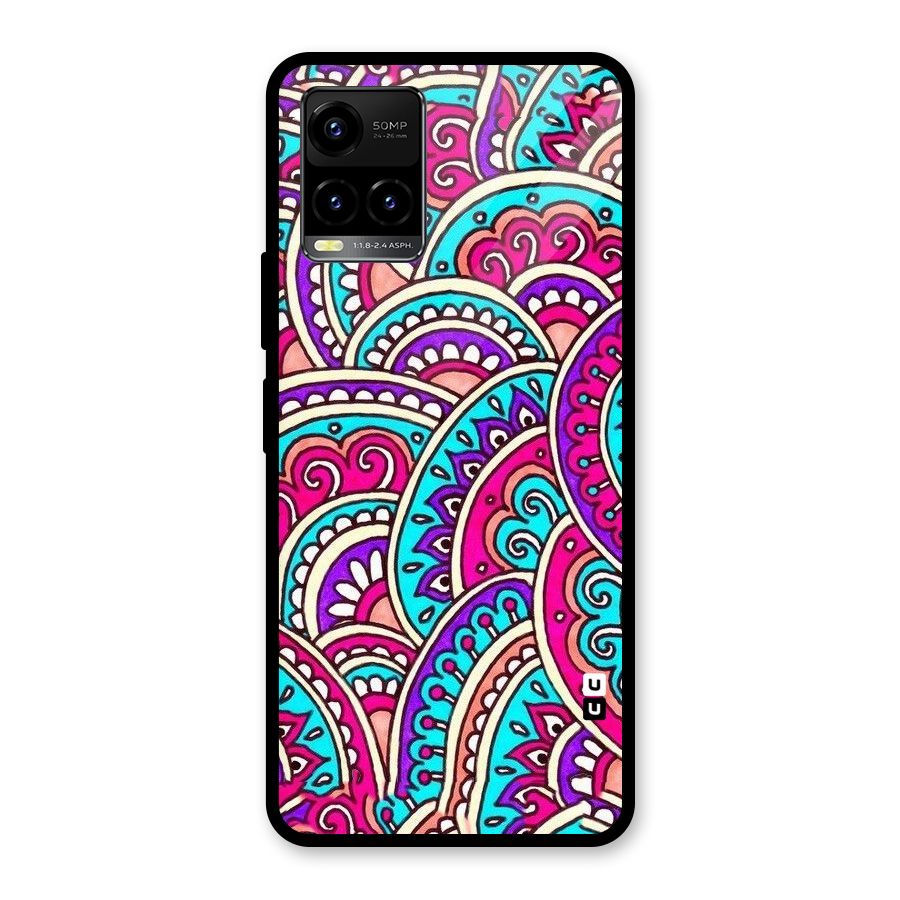 Abstract Rangoli Design Glass Back Case for Vivo Y21T