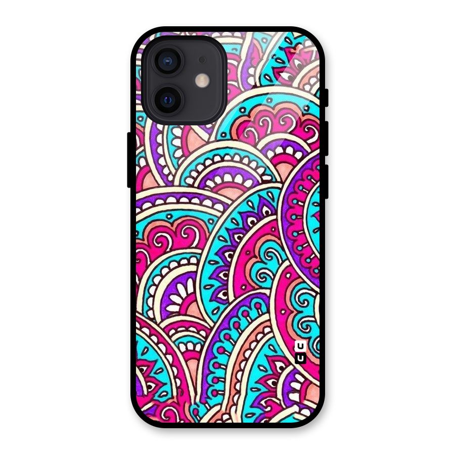Abstract Rangoli Design Glass Back Case for iPhone 12