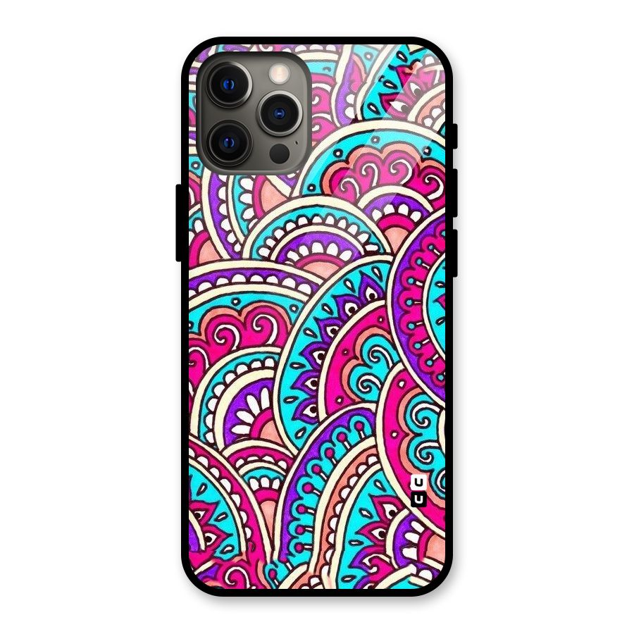 Abstract Rangoli Design Glass Back Case for iPhone 12 Pro Max