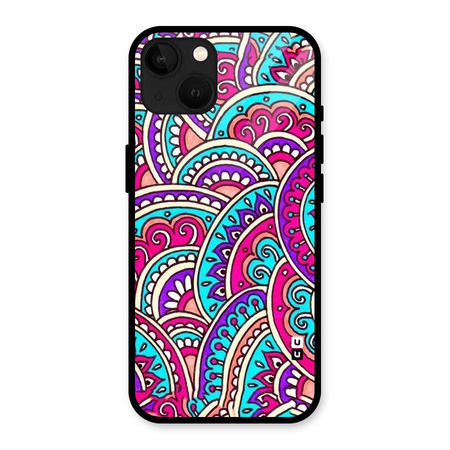 Abstract Rangoli Design Glass Back Case for iPhone 13