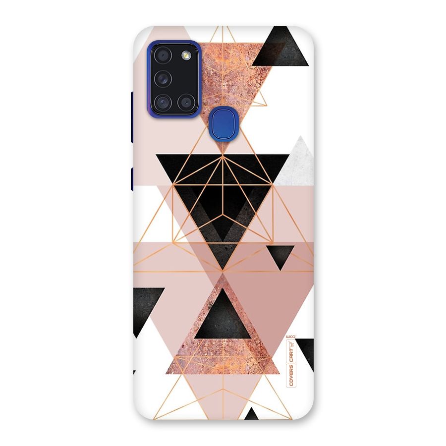 Abstract Rose Gold Triangles Back Case for Galaxy A21s
