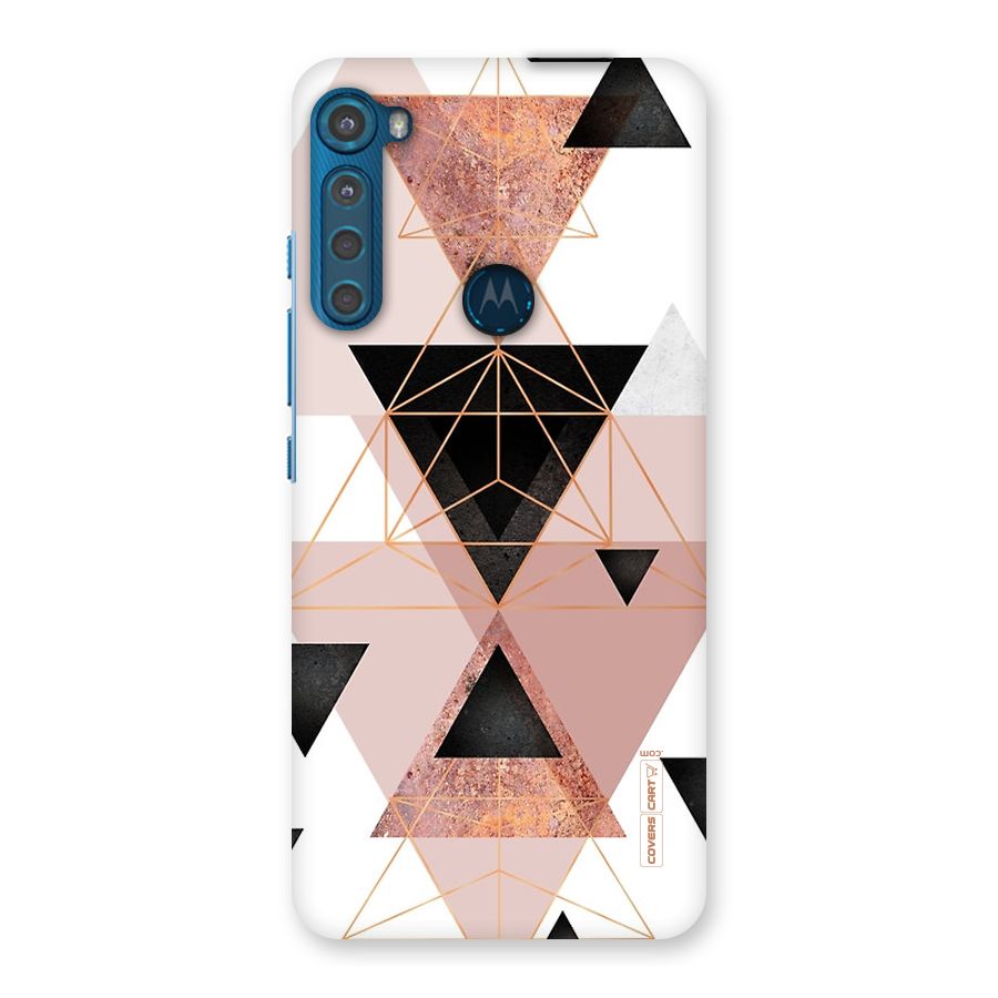 Abstract Rose Gold Triangles Back Case for Motorola One Fusion Plus