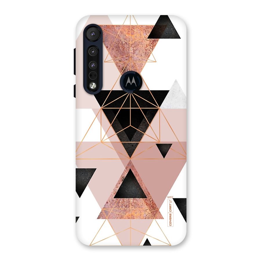 Abstract Rose Gold Triangles Back Case for Motorola One Macro