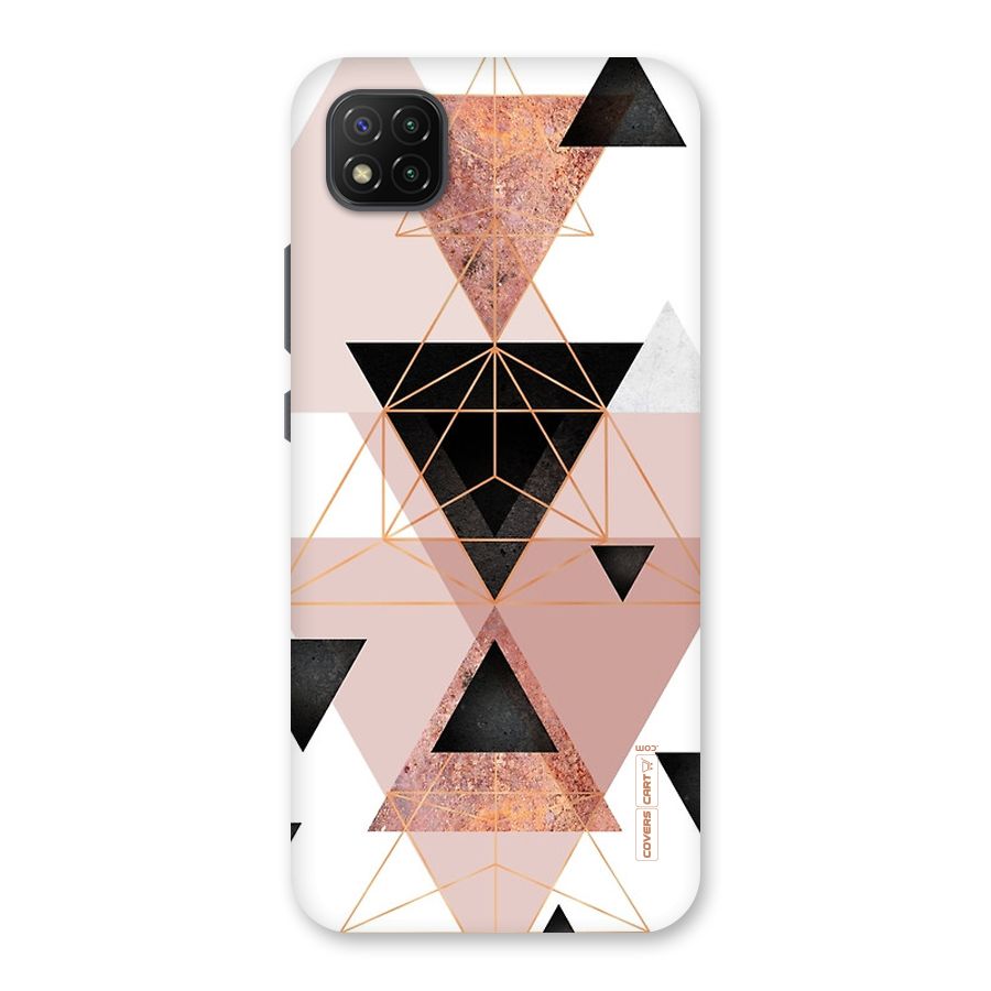 Abstract Rose Gold Triangles Back Case for Poco C3