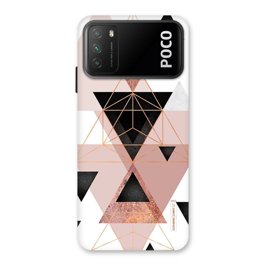 Abstract Rose Gold Triangles Back Case for Poco M3