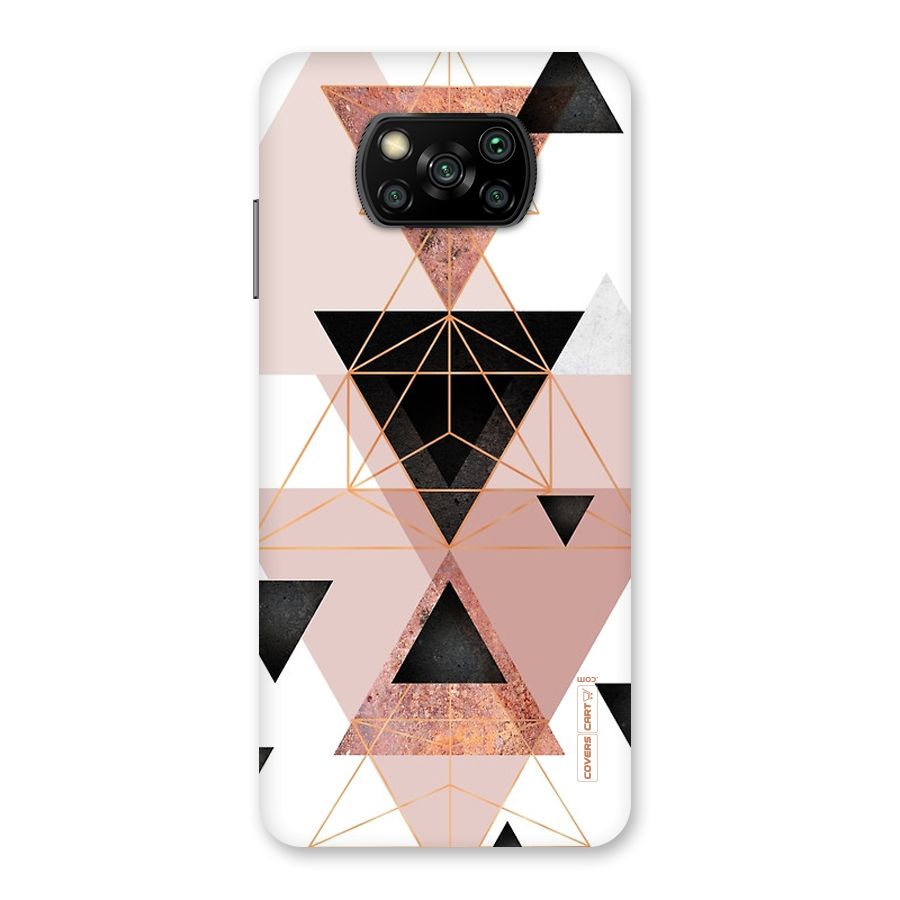 Abstract Rose Gold Triangles Back Case for Poco X3