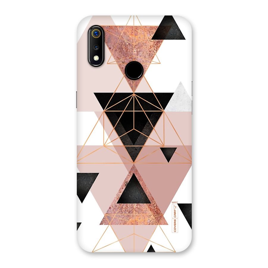 Abstract Rose Gold Triangles Back Case for Realme 3