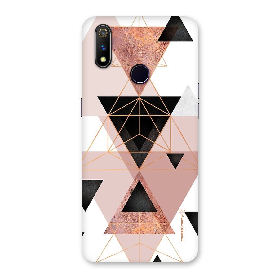 Abstract Rose Gold Triangles Back Case for Realme 3 Pro