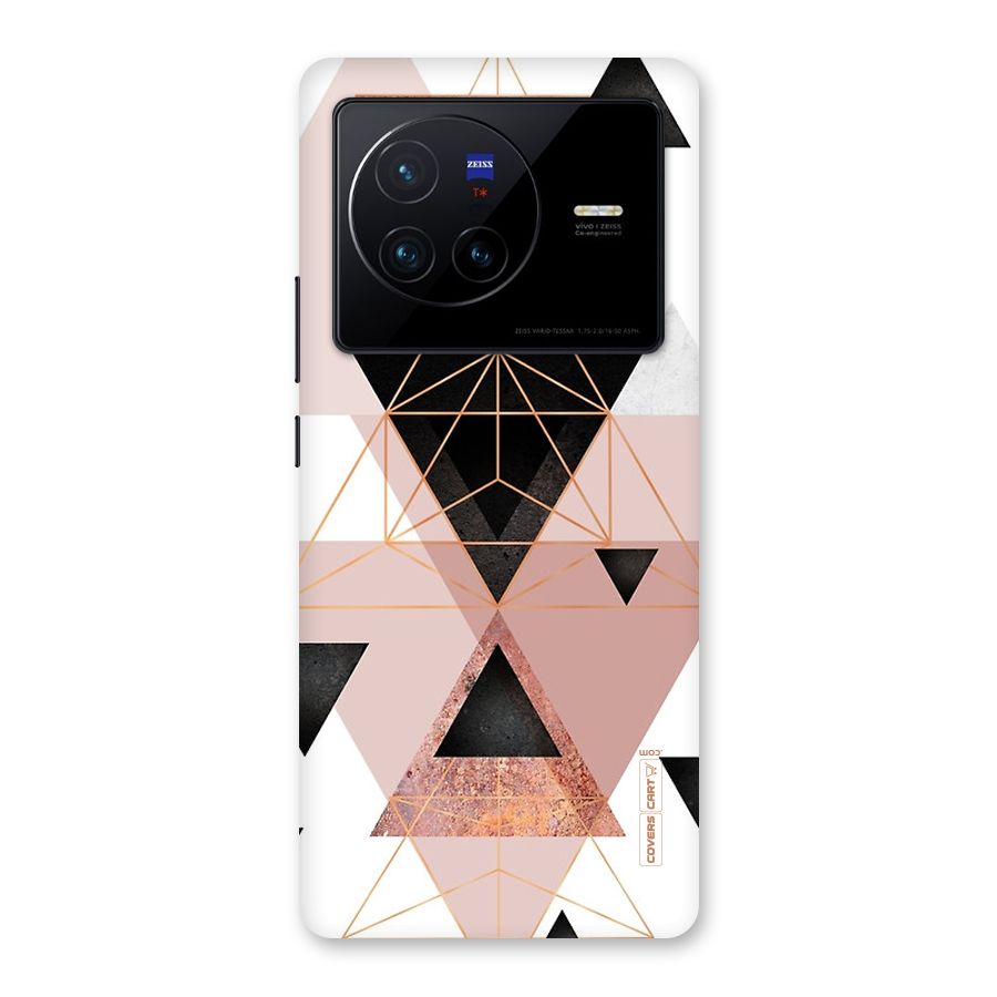 Abstract Rose Gold Triangles Back Case for Vivo X80