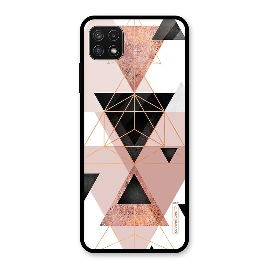 Abstract Rose Gold Triangles Glass Back Case for Galaxy A22 5G