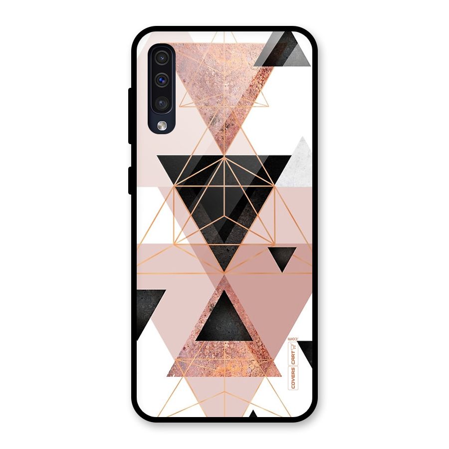 Abstract Rose Gold Triangles Glass Back Case for Galaxy A30s