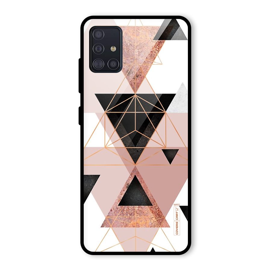 Abstract Rose Gold Triangles Glass Back Case for Galaxy A51