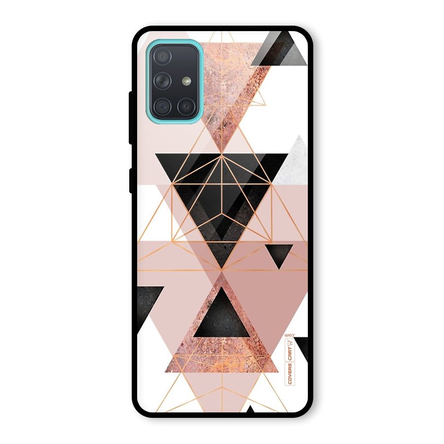 Abstract Rose Gold Triangles Glass Back Case for Galaxy A71