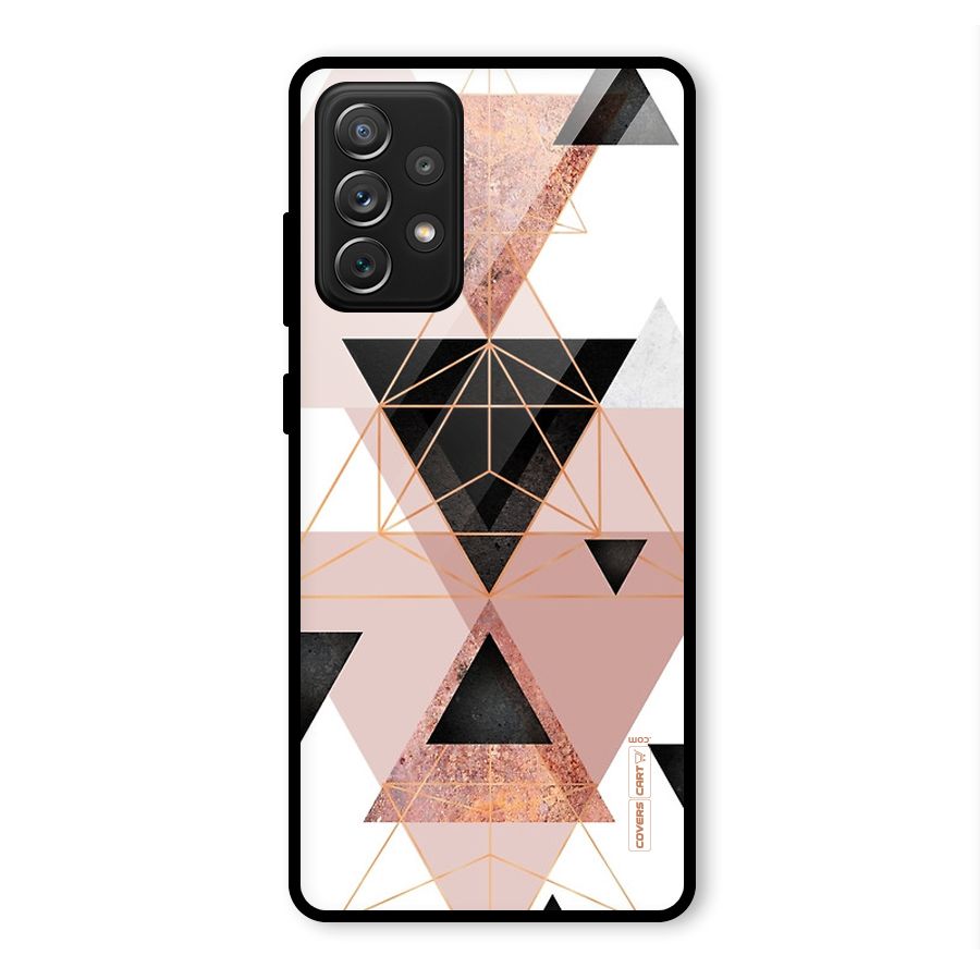 Abstract Rose Gold Triangles Glass Back Case for Galaxy A72