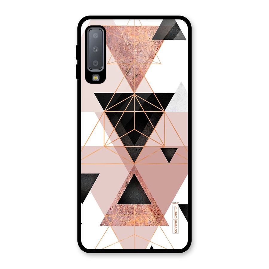 Abstract Rose Gold Triangles Glass Back Case for Galaxy A7 (2018)