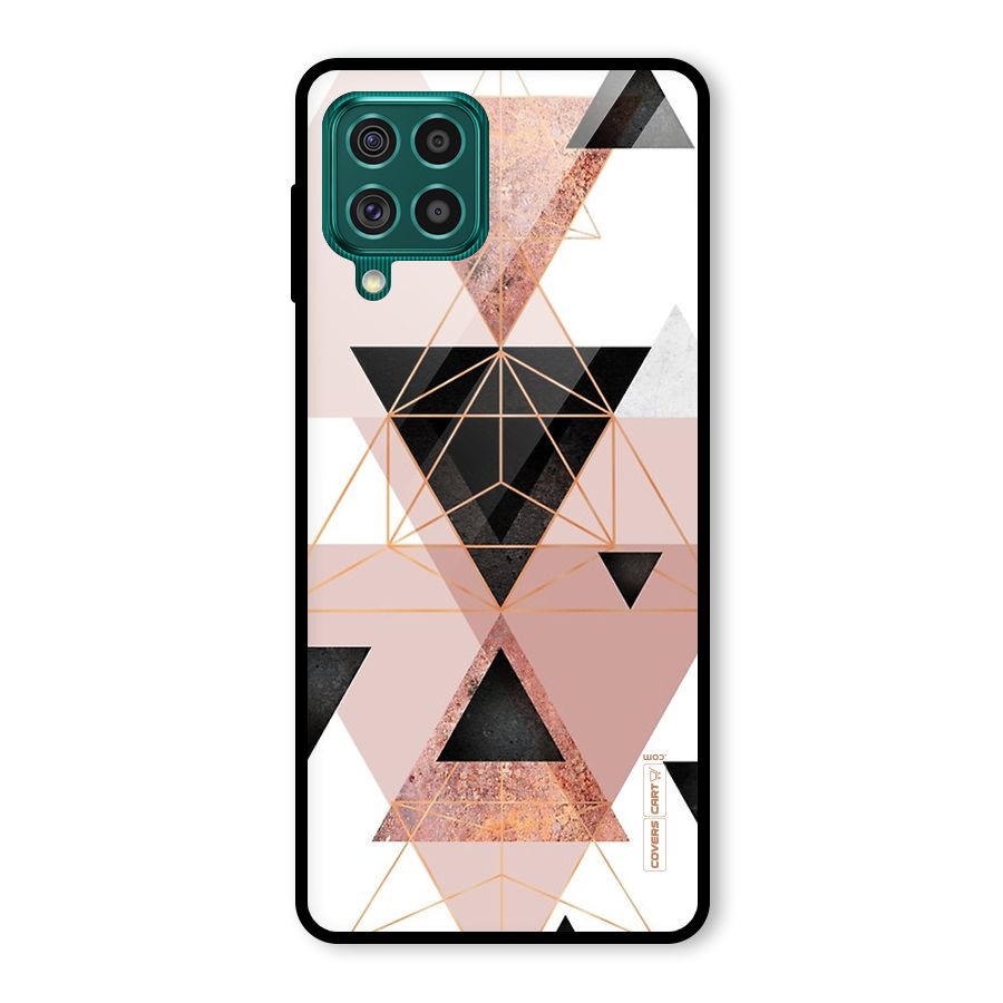 Abstract Rose Gold Triangles Glass Back Case for Galaxy F62