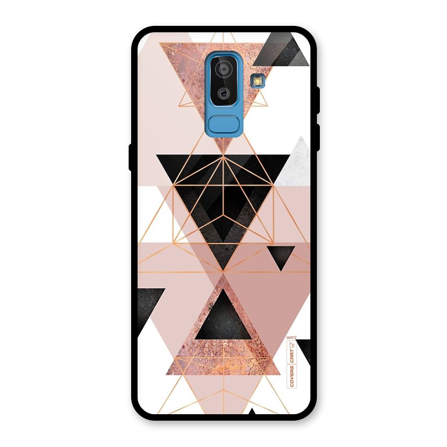 Abstract Rose Gold Triangles Glass Back Case for Galaxy J8