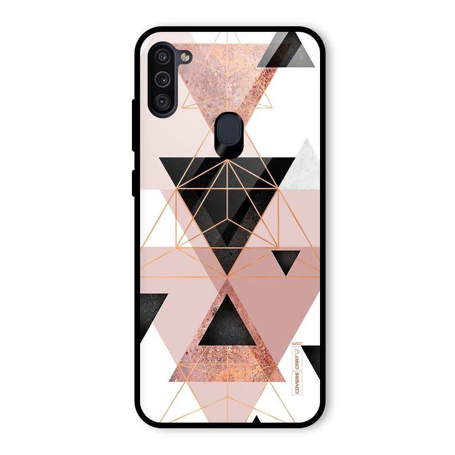 Abstract Rose Gold Triangles Glass Back Case for Galaxy M11