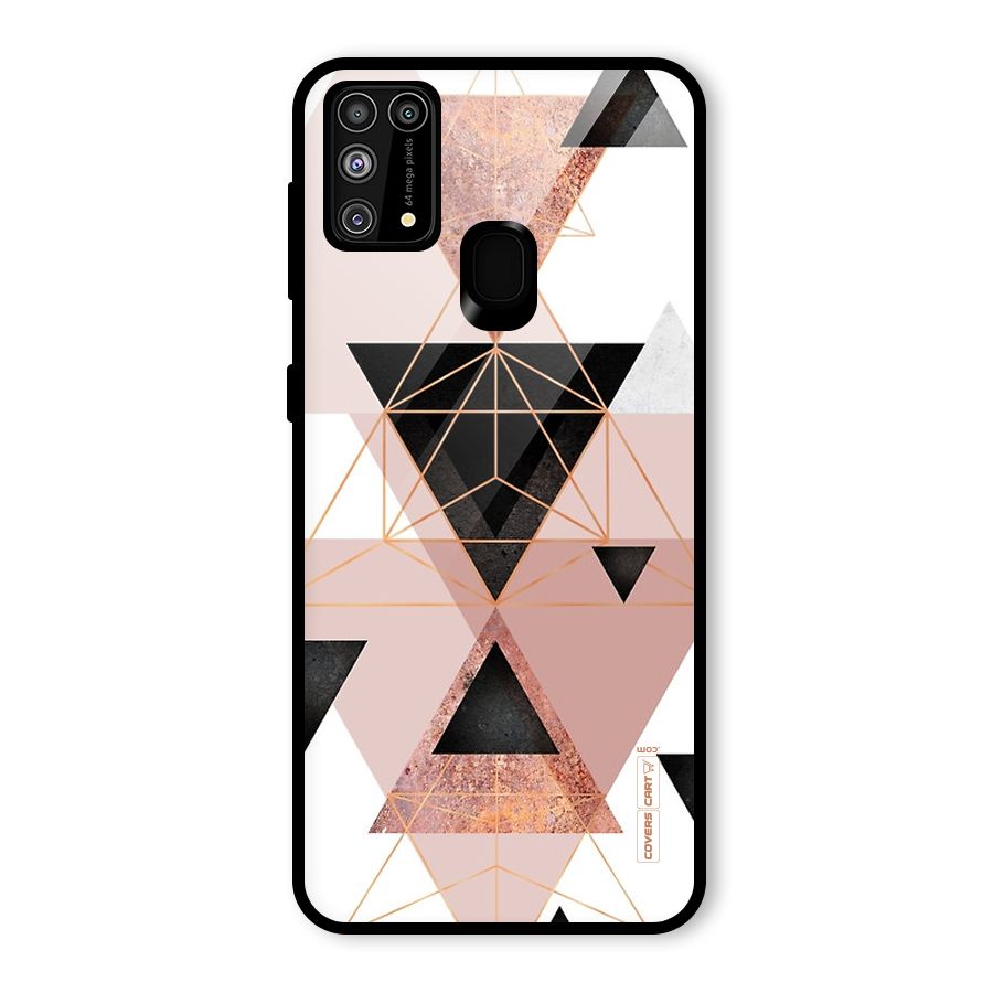 Abstract Rose Gold Triangles Glass Back Case for Galaxy M31