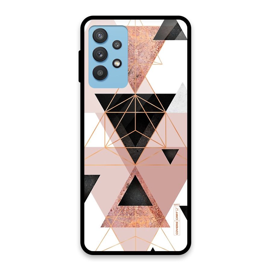Abstract Rose Gold Triangles Glass Back Case for Galaxy M32 5G