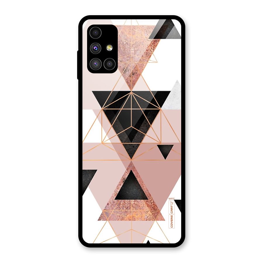 Abstract Rose Gold Triangles Glass Back Case for Galaxy M51