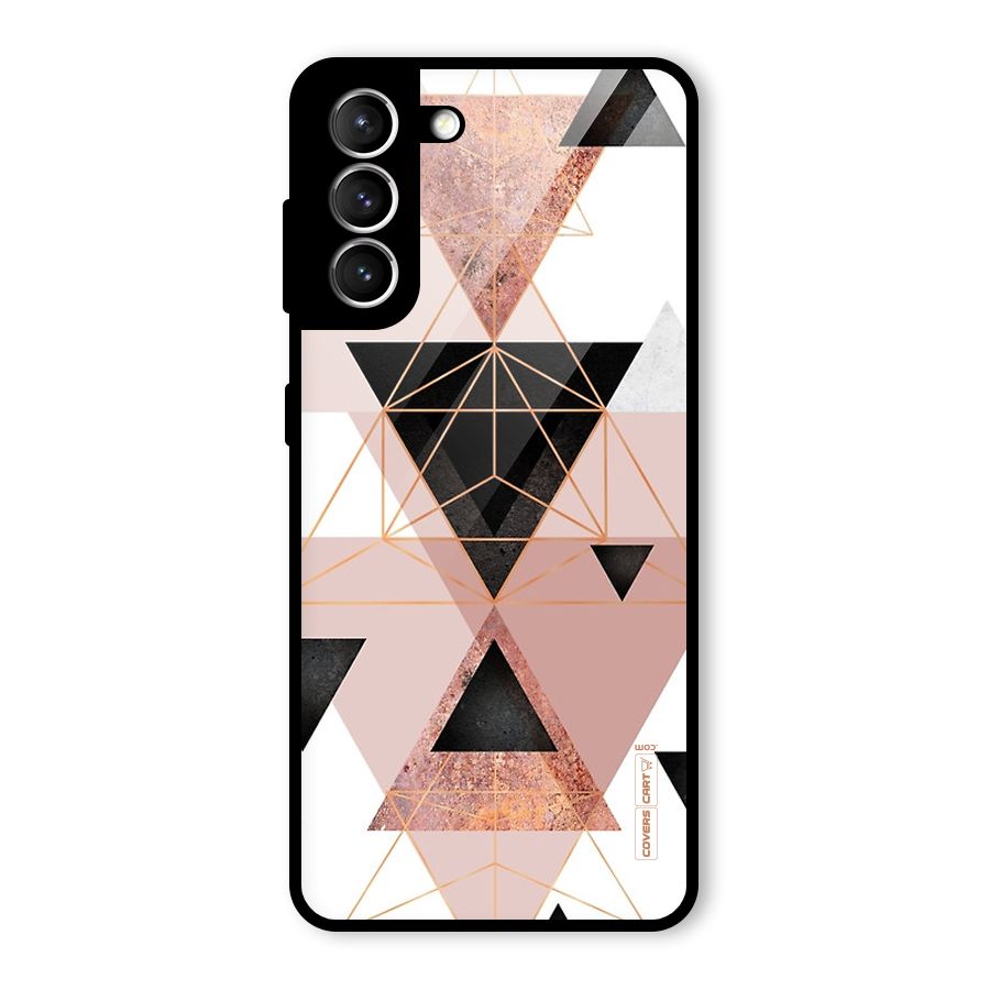Abstract Rose Gold Triangles Glass Back Case for Galaxy S21 5G
