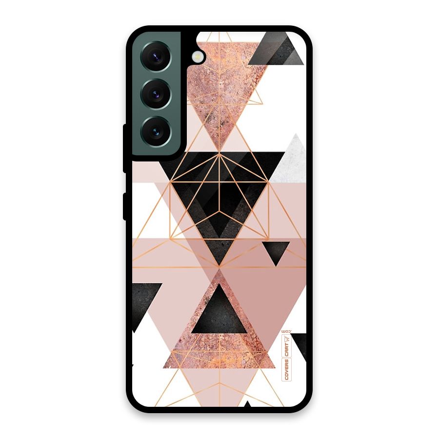 Abstract Rose Gold Triangles Glass Back Case for Galaxy S22 5G
