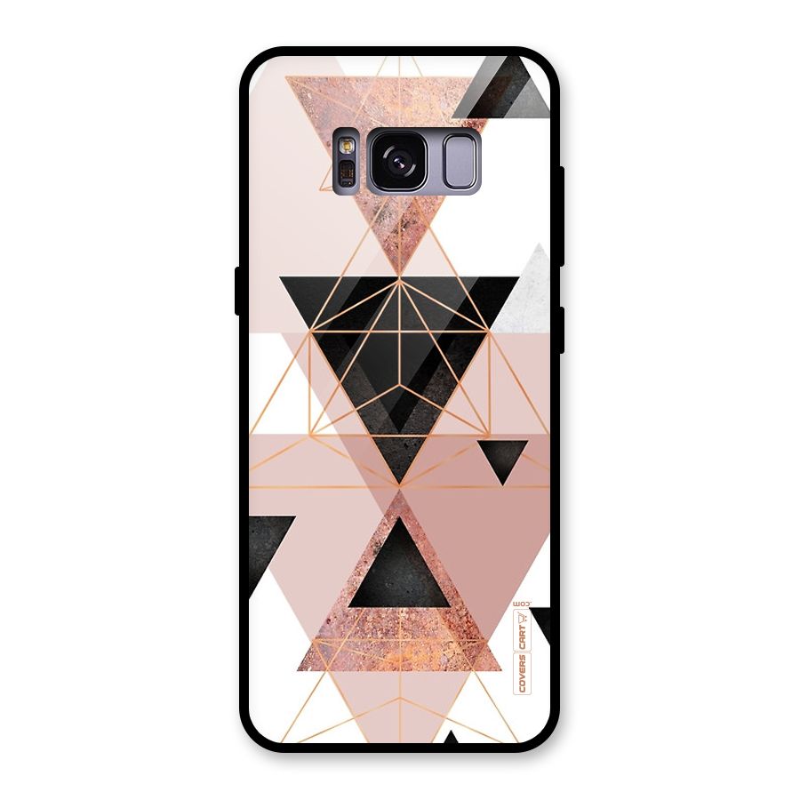 Abstract Rose Gold Triangles Glass Back Case for Galaxy S8